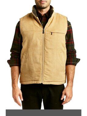 RAINFOREST Men's Micro Suede Faux Fur Sherpa Lined Vest Heritage Chamois Size M